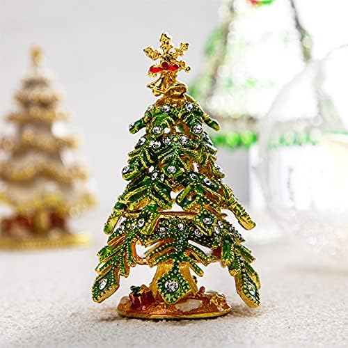 QFkris božićno drvo nakit sitnice kutije ručno obojene emajlirane sa Shinning Rhinestones, Držač