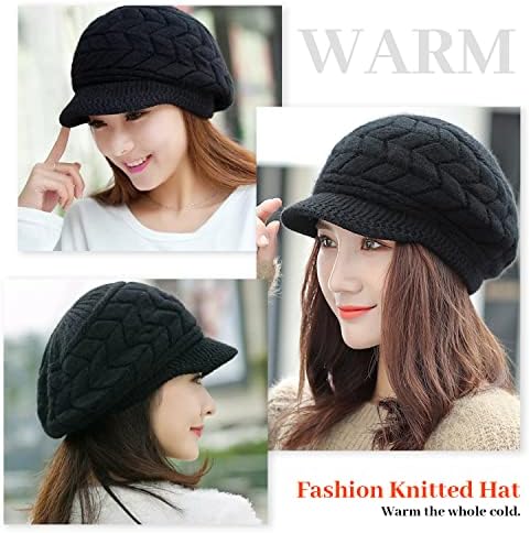 Weradau ženska zimska kapa,pletena kapa od meke vune za žene, kape za skijanje obložene flisom