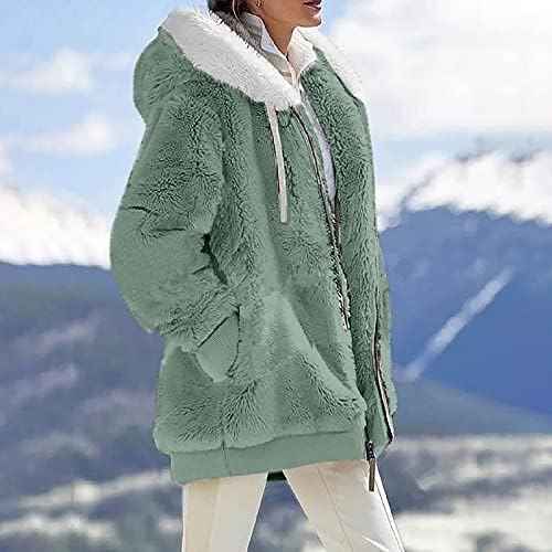 Foviguo Plus Veličina zbojene žene Elegantne zimske dugih rukava izlaska na puffy džemper u boji blokiralo se slovo s kapuljačom