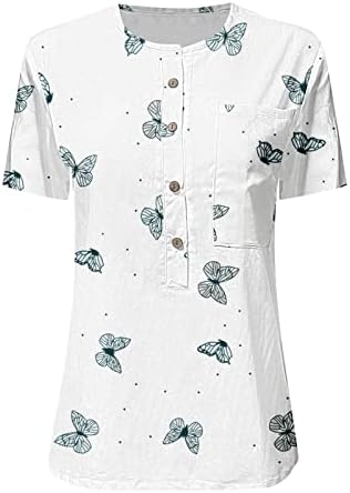Uikmnh Žene vrhovi slatki Henley vrat Ležerne prilike Henley košulje Trendy Tie-dye Majica s kratkim rukavima
