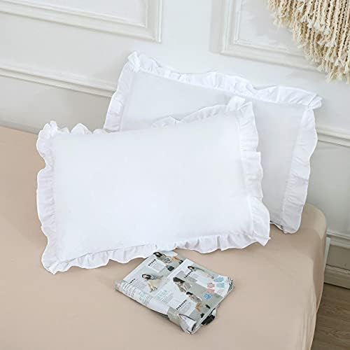 Moonxhome rufled jastuk, pakovanje 2 rubne jastuče četkani grafikonski jastučni jastuk sa zatvaračem sa zatvaračem koverti
