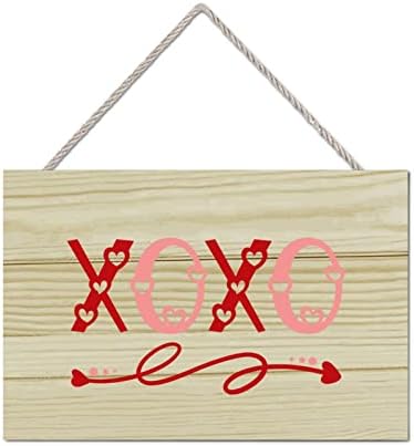 Missuysa Wood Sign, Xoxo Viseći viseći znak Zidne dekor Farmhouse Plake Valentines Citiraj drveni znak
