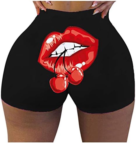 DSODAN plijenske gaćice za žene Crvena usta Ispis Tanke kratke hlače Ženska moda Visoko struka