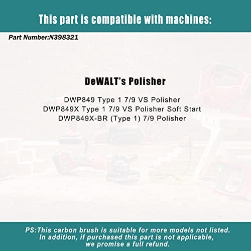 4pcs N398321 Zamjena ugljičnog četkica Kompatibilan za dewalt crno-decker / DWP849 / DWP849X polirač