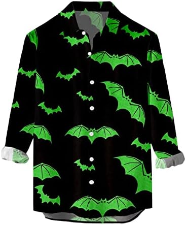 XXBR Halloween gumb dolje majice za muške partiju s dugim rukavima, kostimi košulja košulje na košulju