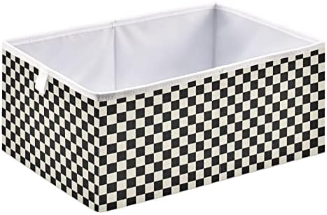Cataku Chessboard Retro kocke za odlaganje za organizaciju, pravokutne kocke za pohranu tkanina za skladištenje za Cube Organizator sklopivih košara za skladištenje za police dnevni boravak