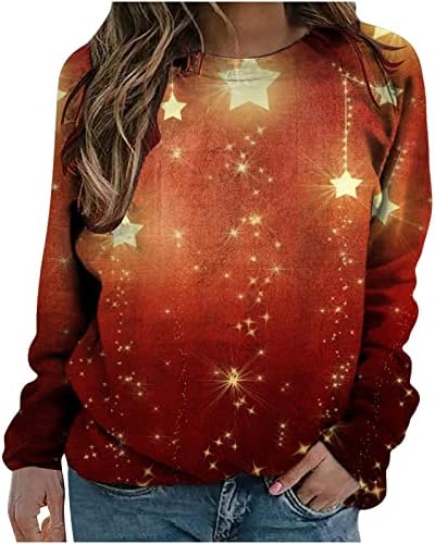 Duks za božićno drvo za žene Casual Dugi rukav Crew Neck Oversized pulover Tee Shirt dukserice Božić bluza