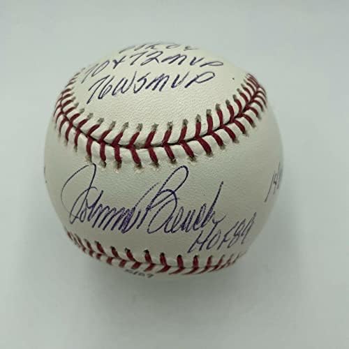 Johnny Bench potpisao je teško upisano karijeru Stat bejzbol Steiner COA - autogramirani bejzbol