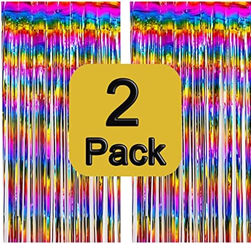 2 Pack 3.3 ft x 6.6 ft metalne šljokice folija rub zavjese pozadina Rainbow šljokice zavjese fotografija