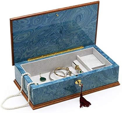 Prekrasna italijanska morska plava 18 NAPOMENA Grand Arabeska drvena umetka muzička kutija za nakit-mnogo pjesama koje možete izabrati-too Loo Ra