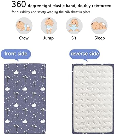Opremljeni mini listovi sa rasadnicima, prenosivi mini listovi krevetića meki i prozračni posteljinski lim za krevete-kreveti ili lim za krevet, 24 x38, plavo bijelo i sivo