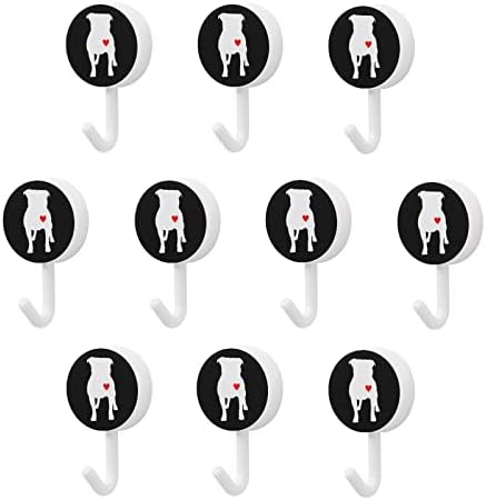 Pitbull Srčani zidni kuke okrugli plastične kuke Izdržljive ljepljive kuke za kuhinju kupatilo 10 pakovanja