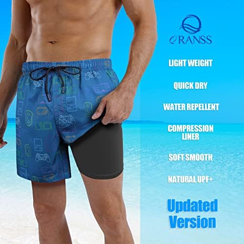 Qrans mens kupaći konus kompresijski oblozi Brzo suho 5,5 '' kupaći kostimi plivaju kratke hlače
