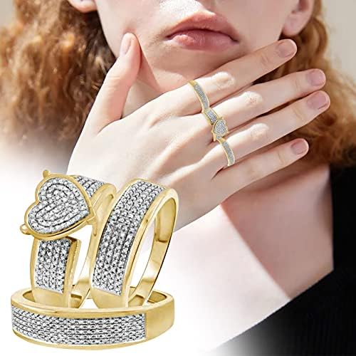 2023 Nove dame pjenušava dijamantski dijamantski dijamantski dijamantski set prsten za prsten za prsten cirkonijski prsten za angažman prsten dva komada slatka prstenovi od nehrđajućeg čelika
