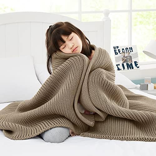 Guohaoi pletena ponderirana pokrivač, kućno hlađenje baca za hlađenje za pod stresom ili vruće pragove, ručno izrađene Chunky pletene teške prekrivač za djecu na krevetu za krevet