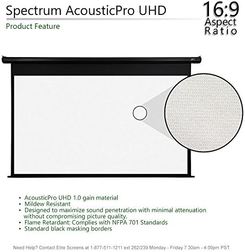 EliteProjektor ekrani Spectrum Acousticpro UHD 135 Diag. 16: 9, električni motorizirani zvuk motorni motorni zvuk prozirni perforirani Weave 4K spremni zaslon za prokret za kretanje, električni telefon135h-auhd