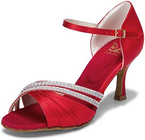 Jiajia 20524 Ženske satenske sandale Flared Heel Latin Salsa Plesne cipele za ples