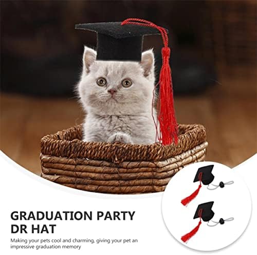 Abaodam 2pcs set elastično doktorski šešir matura za diplomiranje pasa šešira pakiranje psa Bachelor hat kosa kravata za kosu minijaturne poklone mačene poklone za kućne ljubimce za kućne ljubimce, diplomski pas dr šešir