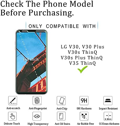 KATIN [2-Pack] za LG V30, LG V30 Plus, LG V30s ThinQ, LG V30s Plus ThinQ, LG V35 ThinQ kaljeno staklo zaštitnik ekrana bez mjehurića, 9h tvrdoća, jednostavan za instaliranje