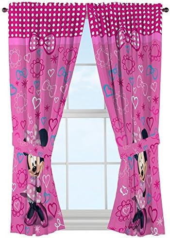 Disney Minnie Mouse prozor ploče zavjese zavjese Pink Bow-tique, 42 x 63 svaki