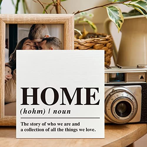 Inspirational Home Wooden Box znak, priča o tome ko smo, kućni dnevni boravak Dekor spavaće sobe, motivacijski home stol ukrasi za seoski kuća, kućanski pokloni za novu kuću ženske muškarce