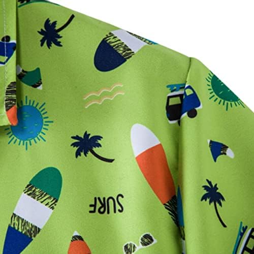 Ubst ljetne muške havajske majice, majica s kratkim rukavima dolje majica crtani grafički print opuštena fit plaža Aloha vrhovi