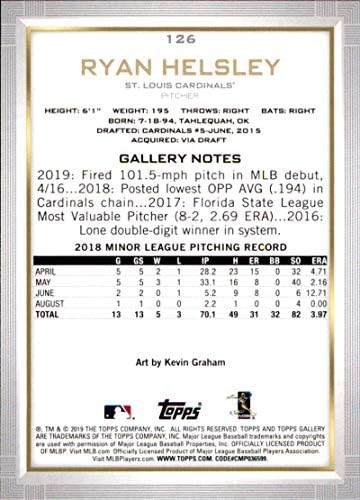 2019 gornja galerija Baseball 126 Ryan Helsley RC Rookie Card St. Louis Cardinals Službena MLB