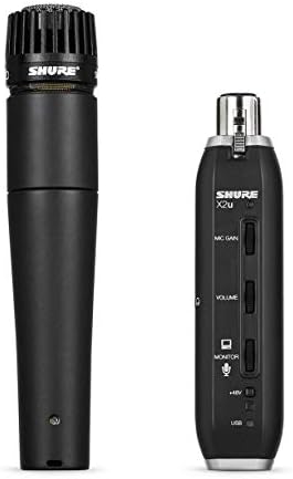 Shure SM57 Kardioidni dinamički instrument mikrofon sa X2u XLR-to-USB signalnim adapterom za praćenje