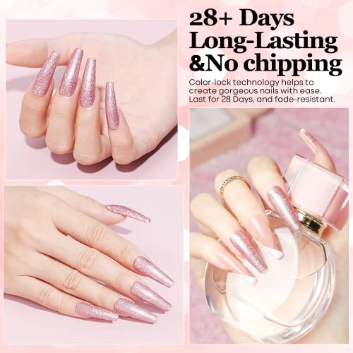 modelones Gel lak za nokte, 15ml Pink Gel za lakiranje proljeće jedva Pink Glitter Gel za nokte namočite