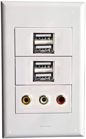 Zidna ploča sa 2 x 2.1A USB punjač Priključak + 3RCA Keystone modularni audio priključni priključni priključci Bijeli ukrasni FOARPLESTER COUPLER COUPLER COVERER -