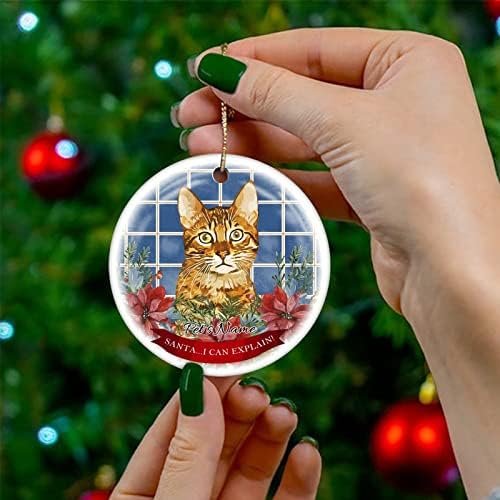 Cheyan Pet's Name Cat Božić Ornament, božićno drvo ukras za Božić Home Decor vijenac Porculanski Ornament Božić viseći Ornament