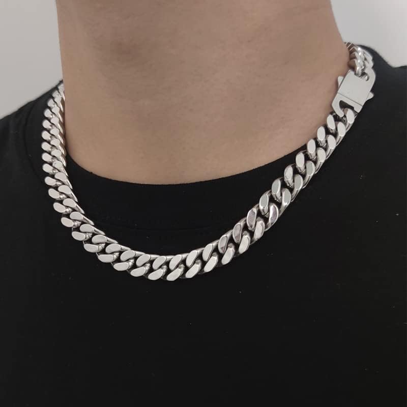 12mm Miami Cuban Link Chain za muškarce žene 316L dječaci od nehrđajućeg čelika Hiphop Srebrna ogrlica