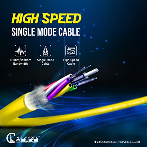 Newyork Cables ™ 1m OS2 LC u SC vlaknaste patch kabel | Jednokrevetni mod DUPLEX Corning 9/125 SC do LC Jumper Cord | Brzina LC SC vlakna optička SMF 1 metar | SC-LC singlemode mrežni kabel