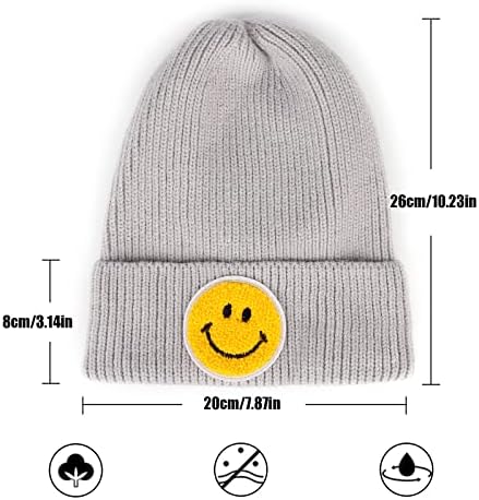 EVGLOW Smiley Face kapa za muškarce žene, modni zimski topli pleteni šešir, udoban šešir sa