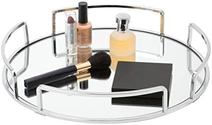 Početna Detalji Moderni okrugli dizajn Matte Black ogledalo isprazniti plad za komoda, parfem, stol,
