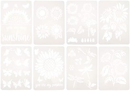 NUOBESTY 24kom zeko crtanje Template Pozdrav namještaj šuplji za višekratnu upotrebu za zanatske šablone šablone DIY Flower Tile Craft umjetnost na djeci slikarstvo projekat suncokretovog šupljeg uzorka