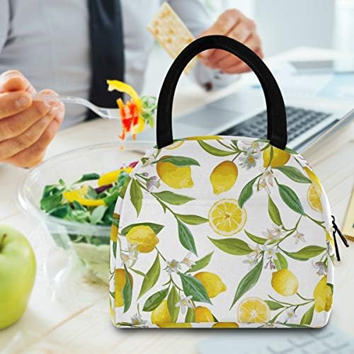 YYZZH cvijet limunovog voća Jasmina cvjetni print lišće grana na bijeloj izoliranoj torbi za ručak sa