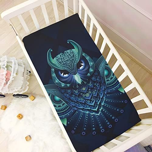 Alaza Owl Print Animal Dark Crib listovi opremljeni bassinet list za dječake Djevojke za djecu,