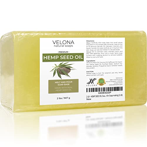 Velona 2 lb - konoplja ulja sjemena baza SLS / SLES Besplatno | Rastopiti i politi | Prirodni barovi za najbolji rezultat za izradu sapuna
