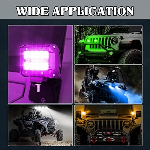 AWLUKER RGB komplet svjetla, 5ft LED Whip svjetla, 4-inčna RGBW LED Pods za UTV ATV RZR Can-am Polaris Golf Cart Trucks 4x4