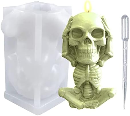3D silikonski kalupi s lubanjem, DIY Halloween lobanja za svijeće Ne slušaj, lubanje epoksidne kalupe, za mirisne svijeće, zanat, lijevanje smola, zaliha za Halloween Party, kućni dekor.