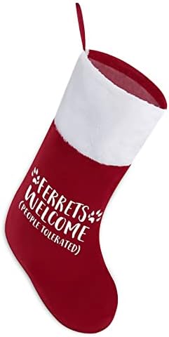 Ferrets Dobrodošli ljudi toleriraju božićne čarape klasični viseći ukrasi bijeli manžetna bombonska