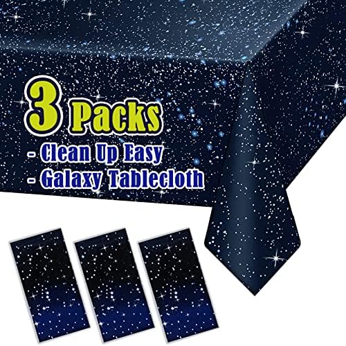 Vusnud 3 pakovanja-svemirski stolnjak, Galaxy tematski plastični poklopac stola, jednokratni plastični