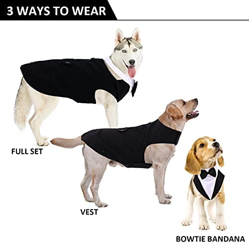Dora Bridal Formalni pas Tuxedo za srednje pse, labrador kućni ljubimac vjenčani odijelo odijelo sa odvojivim bowtie ovratnik odvratnik bandana, haljina za halloween kostimi zgodni elegantan cosplay
