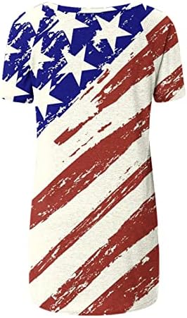 2023 Pamuk kratkog rukava američka zastava zvijezda grafička bluza TEE za ženske jeseni ljetni bluza za posadu ya ya ya ya