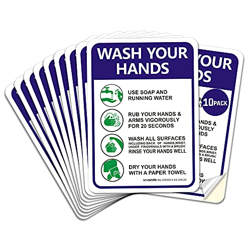 Naljepnice za pranje ruku Perite naljepnica za ruke, 10 pakovanja 10 x 7 Molimo oprajte svoje naljepnice za ruke, samoljepljivi vinil, znak za pranje zaposlenika, unutarnji i vanjski