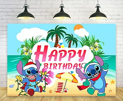 Hawaii Tropical Luau Pozadine za Lilo i Stitch dekoracije za rođendanske zabave zalihe ljetni Božićni Stitch Baby Shower fotografija pozadina za dekoracije stola za torte Happy Birthday Banner 5x3ft