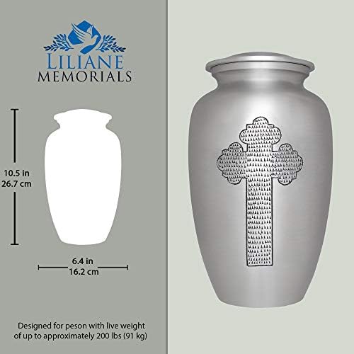 Pogrebna urna srebrnog krsta Liliane spomen-obilježja - urna za kremaciju za ljudski pepeo-Aluminij-pogodno