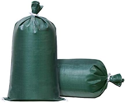 TerraRight Sandbags - izuzetno izdržljive prazne zelene tkane polipropilenske torbe za pijesak sa vezicama, Maks. UV zaštita, 14 x 26