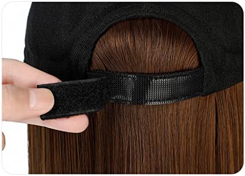 HTKLCZ Sythetic kratka ravna kosa šešir kapa perika za žene crna smeđa visokotemperaturna vlakna vodeni talas